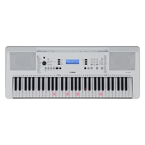 Yamaha Digital Keyboard EZ-300 - Tastiera Digitale Portatile per l Apprendimento, con 61 Tasti Dinamici Luminosi, Connessione USB-to-host, Bianco
