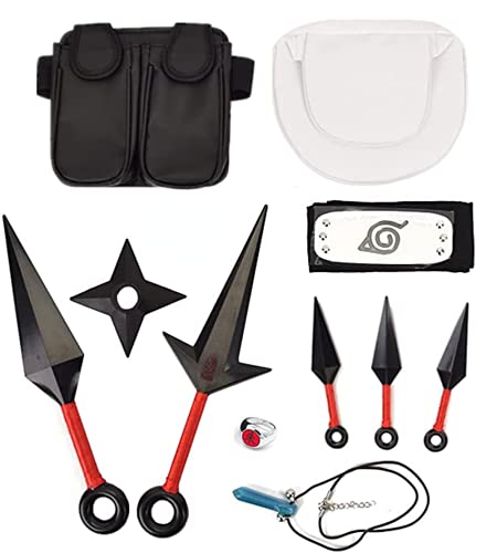 Yananmall - Set di accessori per cosplay, unisex, fascia, collana, anello, marsupio, borsa