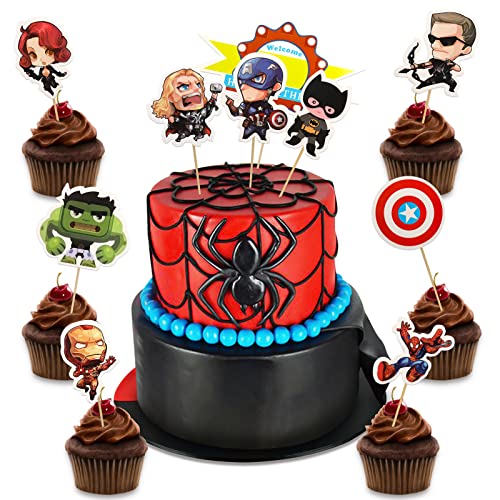 Yisscen Avengers Decorazioni Torta, Yisscen Cake Topper Compleanno, Cupcake Topper Spiderman Iron Man Topper Torta, Per Decorazioni Compleanno Bambini Ragazzo Ragazza