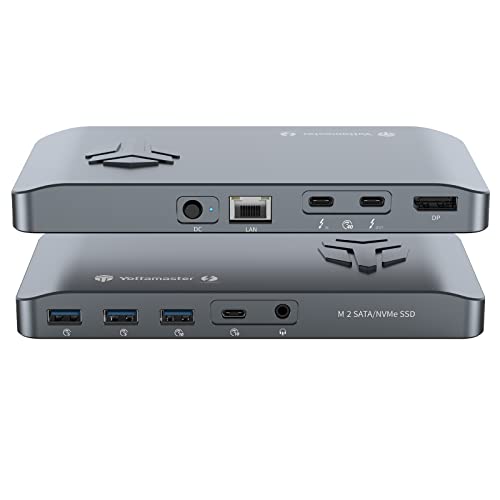 Yottamaster Thunderbolt 3 Dock con doppio alloggiamento M.2, 9 in 1 Thunderbolt 3 Hub con NVMe e SATA Enclosure 40Gbps HDMI con Ethernet TF e lettore di schede SD Supporto Daisy Chain -[MS5]