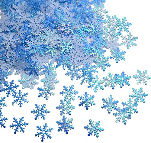 Youery 600Pcs Snowflakes Confetti，Fiocco di Neve Artificiale Bianco e Blu Fiocco di Carta per Christmas Wonderland Winter Frozen Party Matrimonio Compleanno Festa Decorazioni per Feste Forniture