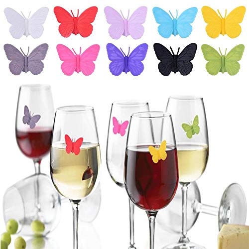 YouU Segna Bicchieri Drink Wings Set di 10 unità Segnabicchieri Ideale per riunioni, Feste e celebrazioni Silicone