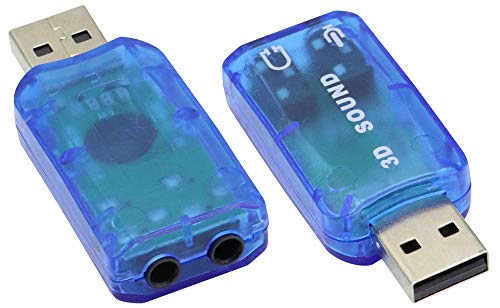 zdyCGTime Scheda audio stereo USB 5.1 esterna,Adattatore audio virtuale a 5.1 canali da USB 2.0 a 3D,Compatibile con Windows e Mac, PC, Notebook.Plug and play.(2 pezzi blu)
