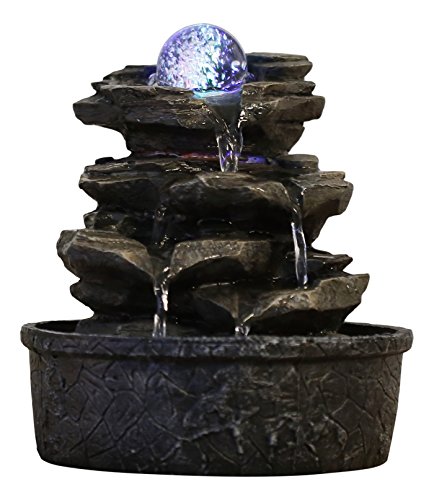 Zen Light Little Rock - Fontana da interni, Con testa di moro, Poliresina, 20 x 20 x 23 cm