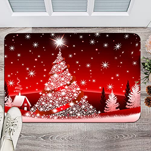 Zerbino Natalizio, 40 × 60 CM Tappetino Antiscivolo con Motivo Natalizio Zerbini Natalizi Tappeto Natalizio Zerbino decorativo natalizio, Per Bagno Cucina Camera da letto (rosso)