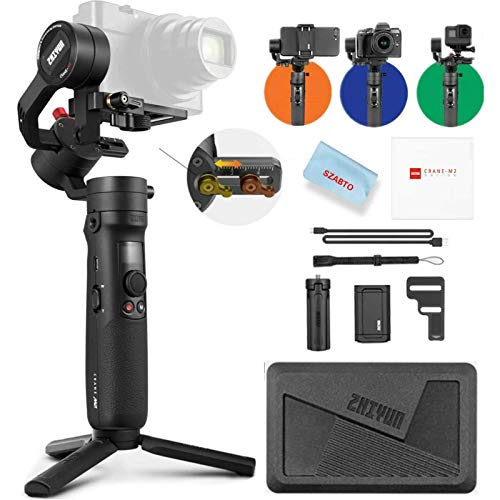 Zhiyun Crane-M2 (Crane M Upgraded Version) Handheld 3-Axis Gimbal Stabilizer Compatible with Smartphone iPhone Android, Gopro 8 7 6 5, DC Mirrorless Camera, 130g - 720g Payload