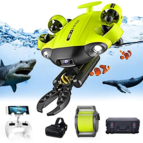 ZQDDBA Drone EIS 4K con videocamera Ultra HD per Adulti Drone subacqueo visualizzazione in Tempo Reale di profondità, Braccio robotico per Occhiali VR, Immersione Fino a 330 Piedi Sott Acqua, ROV
