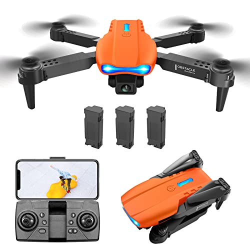 ZQDDBA Drone per Bambini e Principianti, Drone con Telecamera 4k Professionale, modalità Senza Testa, Drone con Mantenimento dell Altitudine, Controllo dei Gesti e Flip 3D a 360° (Orange)