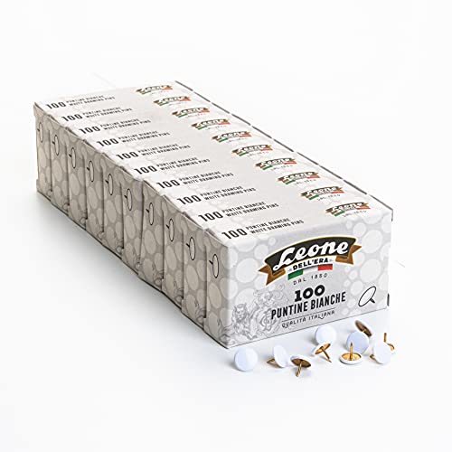 1.000 Puntine Colorate Bianche Leone Dell Era - Stecca da 10 scatole da 100 pz. - Made in Italy