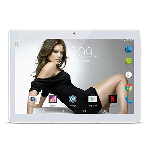 10.1“ pollici Tablet Android 9.0 Phablet Octa Core 4 GB RAM 64 GB ROM 3G Phablet con WiFi GPS Bluetooth Netflix Google Play (Argento)