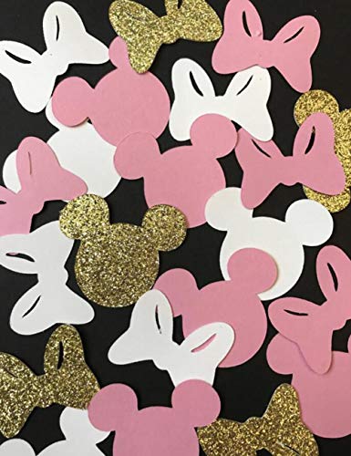 120 coriandoli a forma di Minnie, in oro rosa con glitter, per fest...
