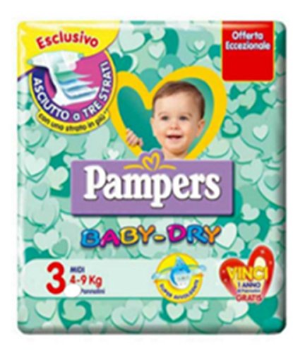 120 Pannolini Bambino Taglia 3 Pampers Baby Dry Pannolino Misura Midi BabyDry