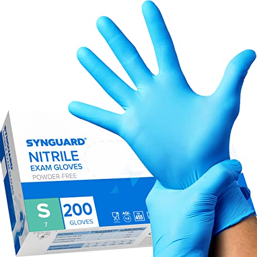 200 guanti in Nitrile S senza polvere, senza lattice, ipoallergenici, certificati CE conforme alla norma EN455 guanti per alimenti guanti medici monouso (Taglia S)
