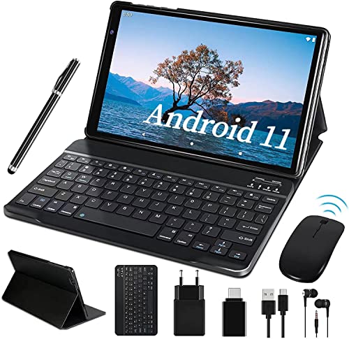 2022 Tablet 10 Pollici FACETEL Tablet Android 11 con 5G WiFi, Octa-Core 1.6 GHz | 4GB + 64GB TF 128GB | FHD | 8000mAh | 5MP + 8MP | Bluetooth, Tablet con Tastiera e Penna - Grey