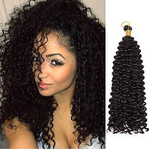 35cm-Kinky Curly Treccine Extension Water Wave Crochet di Treccia Capelli Finti Ricci Braiding Hair Extension Afro Treccine–Marrone Scuro