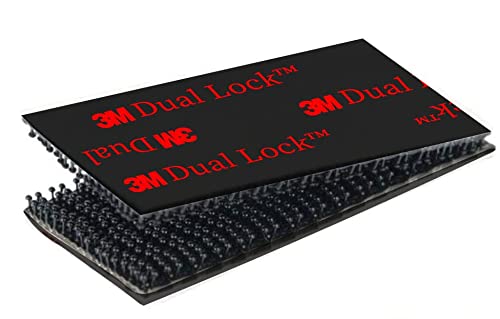 3M Dual Lock SJ 3550CF, 10 rettangoli adesivi per fissaggio con adesivo universale, dimensioni 25,4 mm x 50 mm, con chiusura a pressione, colore nero, per giunzioni reversibili