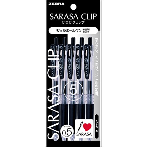 5 pezzi P-JJ15-BK5 Zebra Sarasa gel penna a sfera clip nero 0,5 (importazione giapponese)
