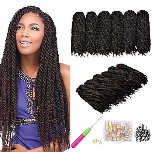 6 confezioni Natural Twist Marley Hair Afro Kinky Extension Estensioni per capelli ricci Trecce in fibra sintetica Capelli (18 pollici, 4 #)