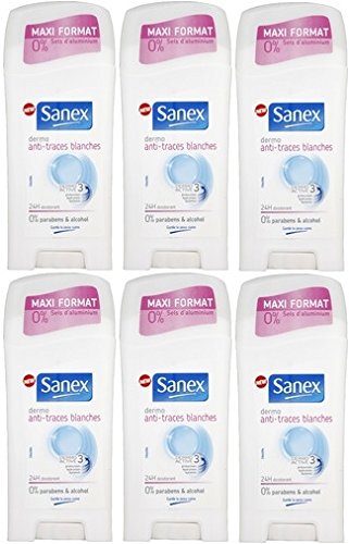 6 x 65 ml Sanex Dermo invisible 24h deodorante stick (0% Parabens...