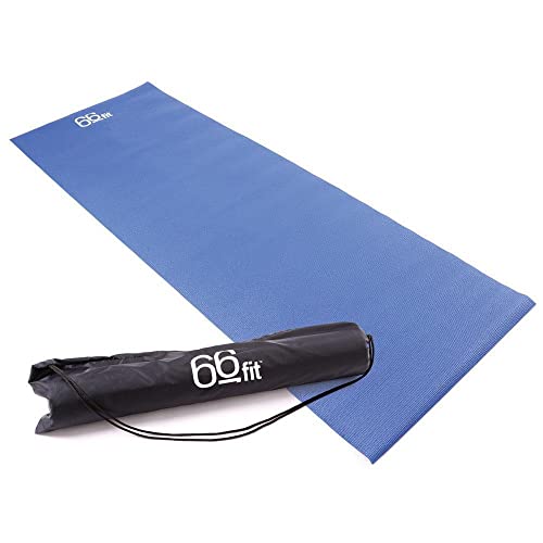 66FIT, Materassino Yoga Plus con Custodia, Colore: Blu, 183 x 61 x 0.6 cm