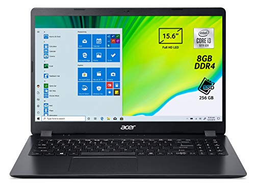 Acer Aspire 3 A315-54-33SG Pc Portatile, Notebook, Processore Intel Core i3-10110U, RAM 8 GB DDR4,256GB PCIe NVMe SSD,Display 15.6  FHD LED LCD,Scheda Grafica Intel UHD,Windows 10 Home in S mode, Nero