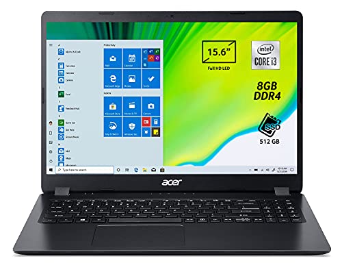 Acer Aspire 3 A315-56-35MW Pc Portatile, Notebook con Processore Intel Core i3-1005G1, Ram 8 GB DDR4, 512 GB PCIe NVMe SSD, Display 15.6  FHD LED LCD, Intel UHD, Windows 10 Home, Nero