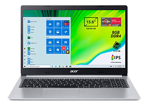 Acer Aspire 5 A515-44-R9CH Pc Portatile, Notebook con Processore AMD Ryzen 7 4700U, Ram 8 GB DDR4, 512 GB PCIe NVMe SSD, Display 15.6  FHD IPS LED LCD, AMD Radeon, Windows 10 Home, Silver