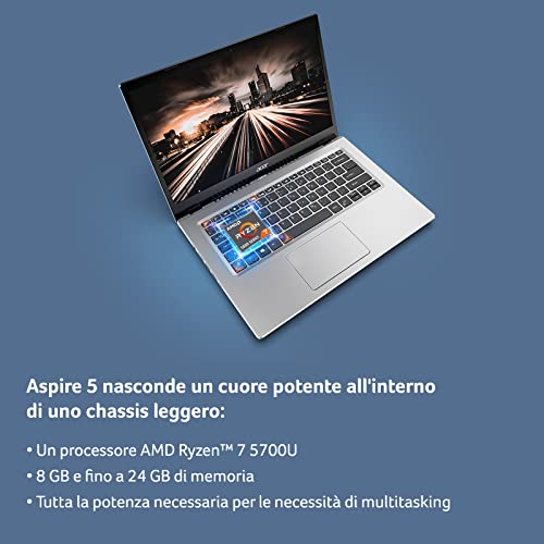 Acer Aspire 5 A515-45-R6B8 PC Portatile, Notebook con Processore AM...
