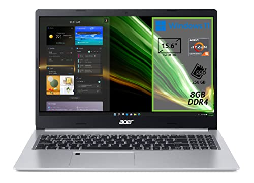 Acer Aspire 5 A515-45-R9EC PC Portatile, Notebook con Processore AMD Ryzen 5 5500U, RAM 8 GB DDR4, 256 GB PCIe NVMe SSD, Display 15.6  FHD LED LCD, AMD Radeon, Windows 11 Home, Silver