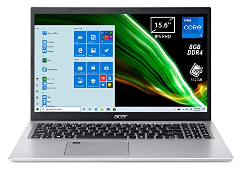 Acer Aspire 5 A515-56-72J0 PC Portatile, Notebook, Intel Core i7-1165G7, Ram 8 GB DDR4, 512 GB PCIe NVMe SSD, Display 15.6  IPS FHD LED LCD, Scheda Grafica Intel Iris Xe, Windows 10 Home, Argento