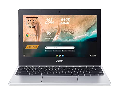 Acer Chromebook 311 CB311-11H-K9ZP Notebook, PC Portatile con Processore MediaTek MTK8183, Ram 4 GB DDR4, 64 GB eMMC, Display 11,6” HD, Arm Mali-G72 MP3, Chrome OS, Silver