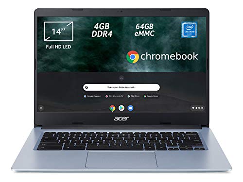Acer Chromebook 314 CB314-1H-C2W1 Notebook, PC Portatile, Processore Intel Celeron N4000, Ram 4GB DDR4, eMMC 64 GB, Display 14  Full HD LED LCD, Scheda Grafica Intel, Chrome OS, Argento (Silver) [CB]