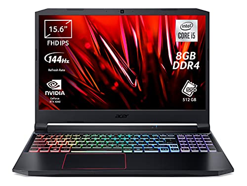 Acer Nitro 5 AN515-55-55DW Notebook Gaming, Processore Intel Core i5-10300H, Ram 8 GB DDR4, 512 GB PCIe NVMe SSD, Display 15.6  FHD IPS 144 Hz LED LCD, NVIDIA GeForce RTX 3060 6 GB, Windows 10 Home