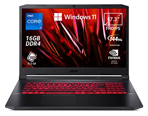 Acer Nitro 5 AN517-53-77E3 Notebook Gaming, Processore Intel Core i7-11370H, Ram 16 GB DDR4, 512 GB SSD, Display 17.3  FHD IPS 144 Hz LED LCD, NVIDIA GeForce RTX 3050 4 GB, Windows 11 Home