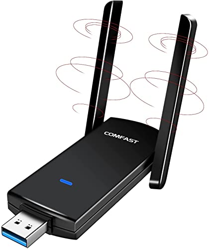 Adattatore USB WiFi, adattatore di rete wireless USB a doppia banda da 1300 Mbps, 2,4 GHz 5,8 GHz con supporto USB 3.0, cavo di prolunga antenna doppia e ad alto guadagno per laptop desktop PC