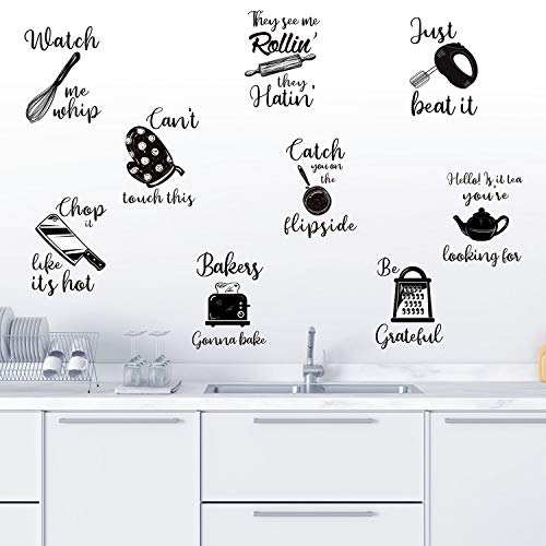 Adesivi Murali Citazioni Cucina Lettera Cucina Decalcomanie da Muro Utensili da Cucina con Detti Decorazione Murale per Cucina Sala da Pranzo Sala da Forno Ristorante