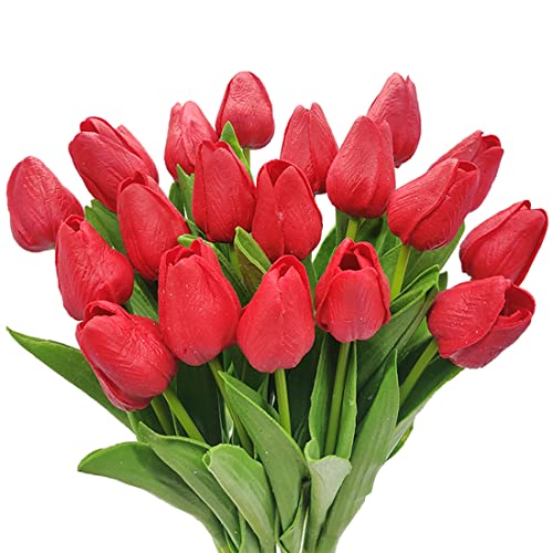 Aisamco 20 Pezzi Tulipani Artificiali Tocco Reale Tulipani Mazzi di...