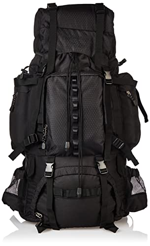 Amazon Basics - Zaino da escursionismo con telaio interno e cerniera antipioggia, 65 L, Nero
