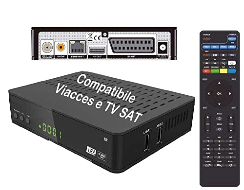 ANFEL Decoder Satellitare HD compatibile con tessera Tivusat è con tessere Viaccess Bware 540 545, Telecomando Universale 2 in 1 per il ricevitore e la TV