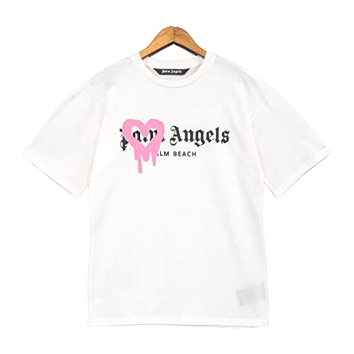 Angels Palm T-Shirt Oversize Manica Corta Stampa Cuore Lettera Copp...