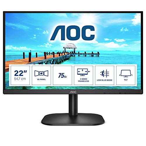 AOC 22B2H Monitor Italia LED da 21.5  VA Panel, FHD, 1920x1080, 75Kz, VGA, HDMI, Nero
