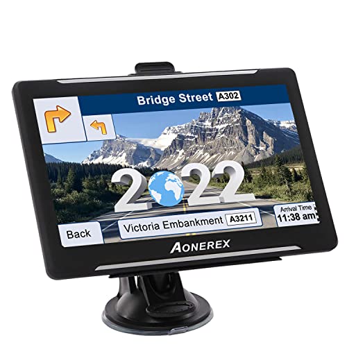 Aonerex - Navigatore satellitare per auto, camion, camion, 7 , 8 GB, 256 MB, sistema di navigazione GPS preinstallato 2020 UK e EU mappe con aggiornamenti a vita gratuiti