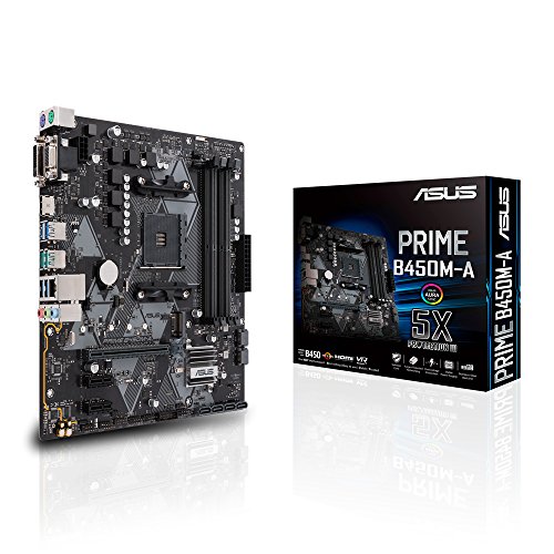Asus PRIME B450M-A Scheda Madre AMD AM4 (AMD Ryzen di 1, 2 e 3 generazione) mATX con Connettore Aura Sync RGB, DDR4 3200MHz (Max. 64GB), M.2, HDMI 2.0b, SATA 6Gbps e USB 3.1 Gen 2, Nero