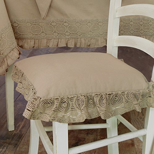 AT17 Cuscino per Sedia Shabby Chic Madame Beige Collection 40 x 40 ...