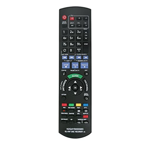 AULCMEET N2QAYB000985 Telecomando sostitutivo compatibile con Panasonic HDD Dis DVD Blu Ray Player con Netflix DMR-BWT740EBK DMR-BWT740 DMR-BWT840 DMR-BCT740EG sub N2QAYB000977