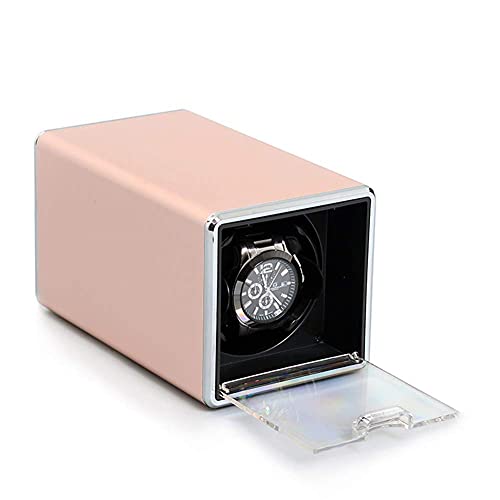 Automatic Watch Winder - Single Watch Winder Mechanical Watch Automatic Winding Box with Silent Motor Suitable for Men s And Ladies Watch carbon fiber leather (Sandblasted Rose Gold)