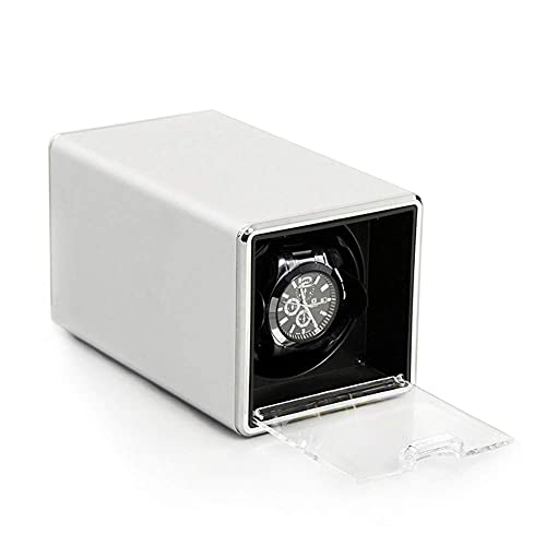 Automatic Watch Winder - Single Watch Winder Mechanical Watch Automatic Winding Box with Silent Motor Suitable for Men s and Ladies Watch Ebony Paint (Silver Metal)