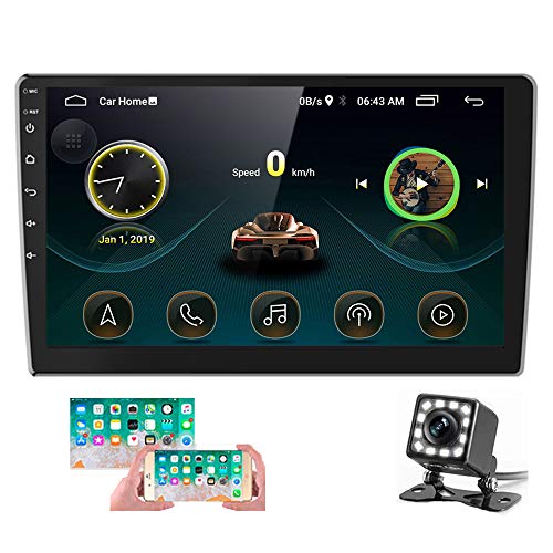 Autoradio Android 2 Din GPS CAMECHO Touchscreen da 10 pollici Auto Radio Bluetooth FM WiFi Dulica Schermo per Telefono Android iOS + Fotocamera Posteriore