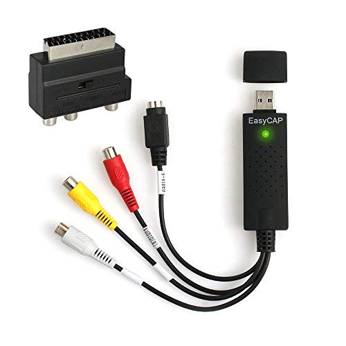 AUTOUTLET Convertitore da VHS a DVD Audio video USB Cattura kit Scart Completo con cavi,Registrare qualsiasi dispositivo video con Connettore RCA o connettore S-Video