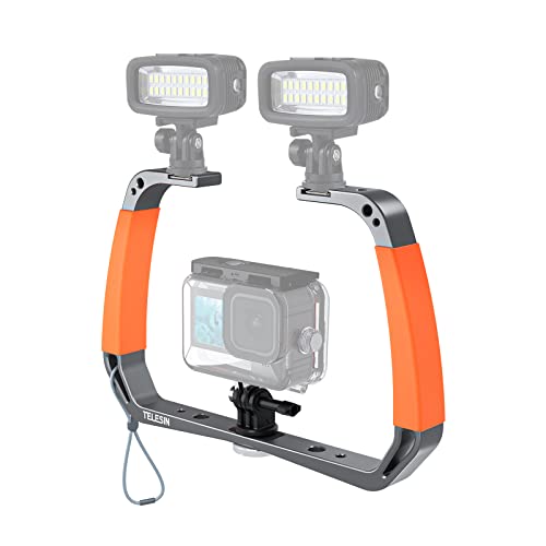 AuyKoo Diving Rig Stabilizzatore Lega di Alluminio Doppio Braccio Vassoio Supporto Per GoPro Hero 10 9 8 7 6 Insta360 ONE R DJI Action 2 Camera